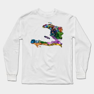 Spirograph Patterned Haiti Departments Map Long Sleeve T-Shirt